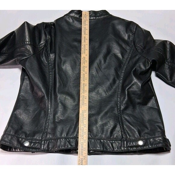Vintage Y2K J2 By Jou Jou Women’s XL Black Faux Leather Cropped Bomber Jacket - Picture 8 of 11